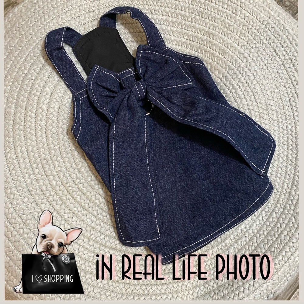 Stylish Denim Dog Dress with Bow